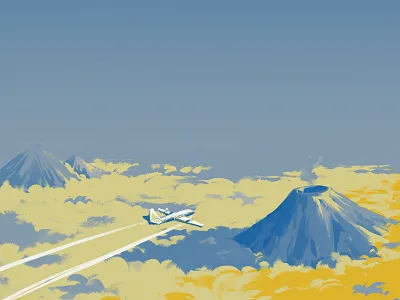 Flight art artwork blue clouds digitalart drawing eruption flight flights illustration illustrator indonesia mountain painting photoshop plane poster sky travel volcano
