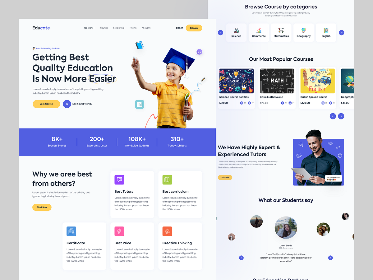 Kids E-Learning Website by Jawadd on Dribbble