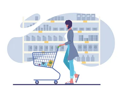 Grocery Shopping girl grocery illustration shopping