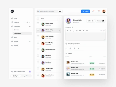 Core Dashboard Builder - Customer Components avatar clean customer customer list dashboard dashboard ui dashboard ui kit free dashboard minimal navigation search box sidebar table ui ui design ui table user ux ux design web design