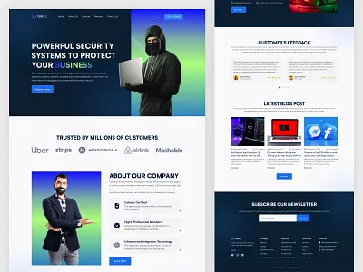 Cyber Security Landing page business cyber cyberattack cybercrime cybersecurity cybersecurityawareness dataprotection design hacking landing page landing page design malware programming ui uidesign uiux web design web ui design