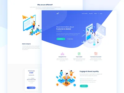 Data Store 2d blue branding clean data store design flat icon illustration landing page minimal modern simple typography ui ui ux user interface design ux web website