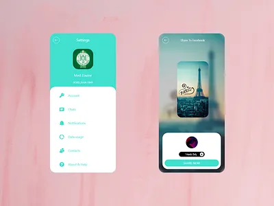 Settings Share To Facebook Whatsapp App REDESIGN light mode app app design design facebook flat free free psd freebie freebies freelance illustration instagram light mode settings share status stories ui ux