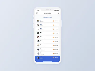 Fitness App Leaderboard | Daily UI 019 019 adobe xd app daily 100 daily challange daily practice dailyui design flat gradient icon menu minimal type typography ui ux vector