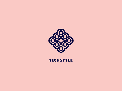 Techstyle Logo brand circle clean combination connection curves icon identity line logo mark negative space round symbol tech technical techology textile