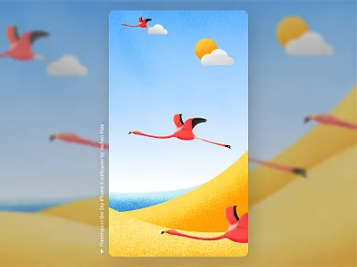 Flying Flamingos affinity animal animals brush cute desert design designer drawing flamingo flamingos flat illustration lines sea simple sky sun texture vector