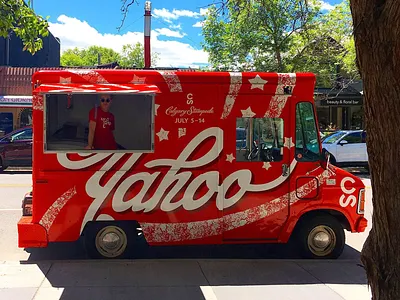 Yahoo Stampede 2019 calgary environmental design food truck hand lettering ice cream lettering stampede truck yahoo