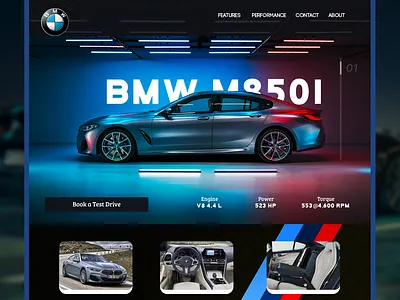 BMW M850I app design flat minimal ui ux web webdesign website