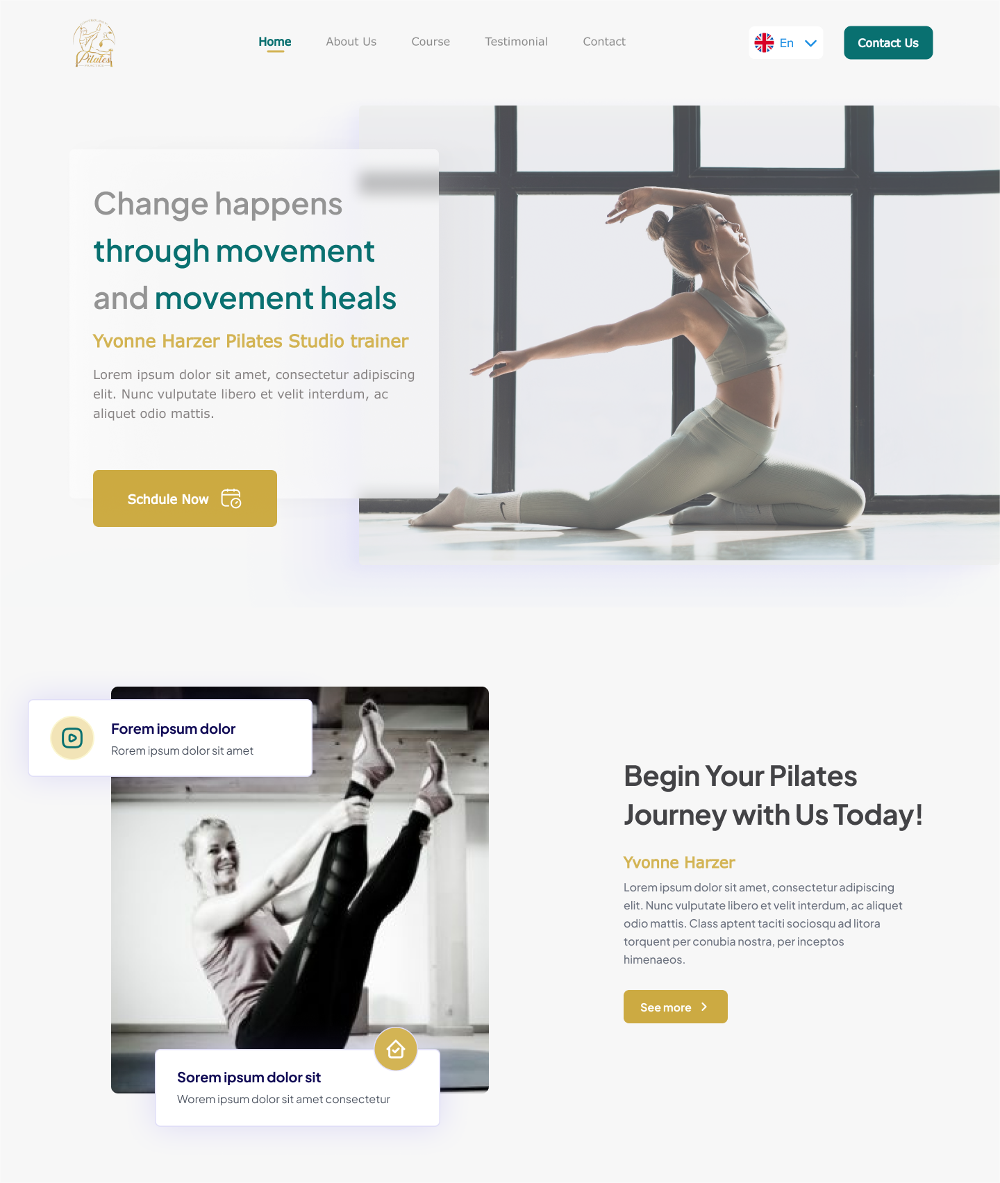 "Pilates Landing Page – Wellness & Fitness Website UI" pilates ui ux web design website