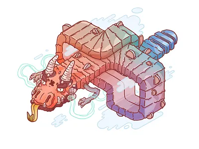 Rainbow Dragon art character design colorful concept cool cute design fresh game illustration japanese vibrant