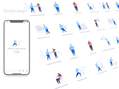 Scene empty page design character；boy；girl；online