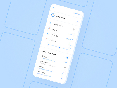 Settings 007 adobe xd app design daily ui mobile app mobile ui photoshop settings ui ux web design