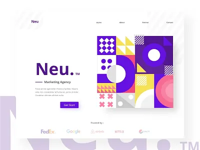 Geometric shape Exploration for landing page branding clean clean app clean app design design flat header hero homepage illustration design landing page ui vector web website