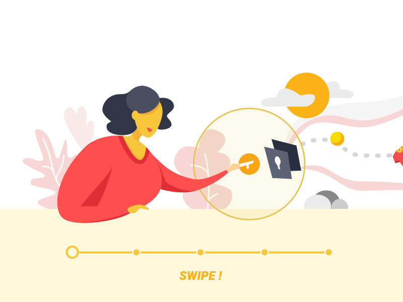 Swipe! beard boy cashback coin earning earnings girl horizontal illustartion key pagination progress shopback swipe swipe bait unlock voucher wallet woman womans
