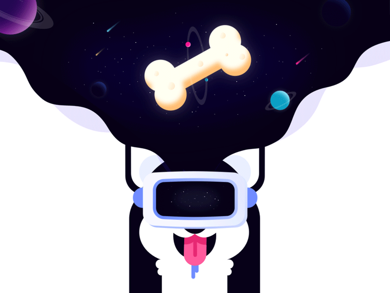 Look! Bone planet! ae animals animation bone dog space vr