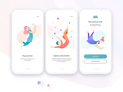 Memo – memory training app app digital art illustration ui ux web