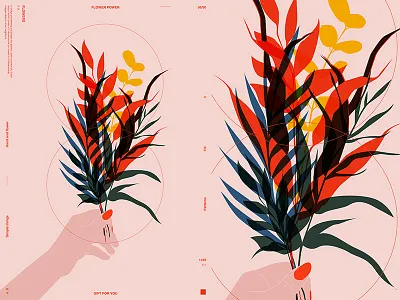 Flower Power abstract composition floral floral background form fragment hand illustration laconic layout lines minimal poster poster a day poster art poster challenge