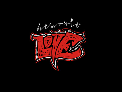 DEMONIC LOVE / open to sale calligraphy demonic design drawing for sale free freelance idea illustration judas lettering ligature mark mind mindryukov letters open to sale print tattoo typography vector