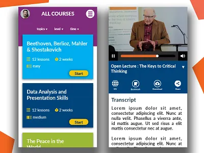 elearning mobile app for online university app course app design elearning mobile app design mobile ui streaming ui university