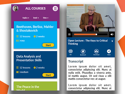 elearning mobile app for online university app course app design elearning mobile app design mobile ui streaming ui university