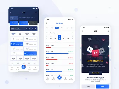 Atom App analytics app bets dashboard draw keno lottery mobile app numbers stats ui ux ui
