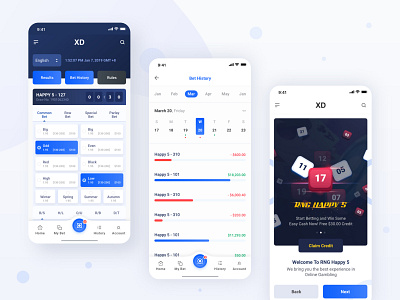 Atom App analytics app bets dashboard draw keno lottery mobile app numbers stats ui ux ui