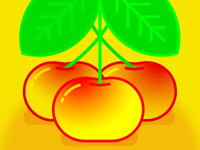 💛🍒 yellow cherries 🍒💛 cherries cherry gradient illo illustration monoline red summer yellow