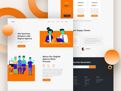 Digital Agency Landing Page Design agency agency website clean digital digital agency digital agency landing page illustration landing page landing page design landingpage layout minimal orange trendy ui ux web website website concept website design