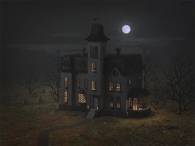 Addams Family House 3d 3dillustration 3dmodel 3dmodeling addams family b3d blender blender3d building creepy digital digital illustration digitalart house illustration lowpoly moon render