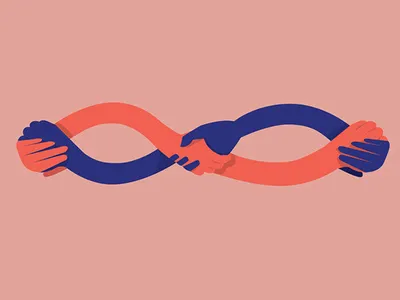 Hands community design hand hands handshake human illustration infinity interlock people pink vector warm