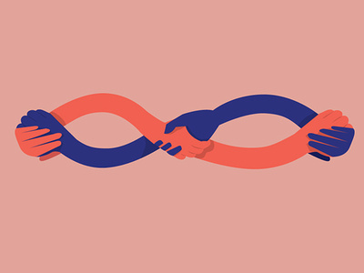 Hands community design hand hands handshake human illustration infinity interlock people pink vector warm