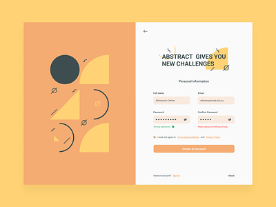 Abstract Sign Up (Web Page) abstract abstract art abstract design abstraction branding dailyui design fashion brand fashion design illustration minimal product design typography ui ui design uiux ux ux designer web website