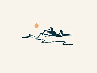 Desert Vibes blue desert illustration oragne plateau river sun vintage
