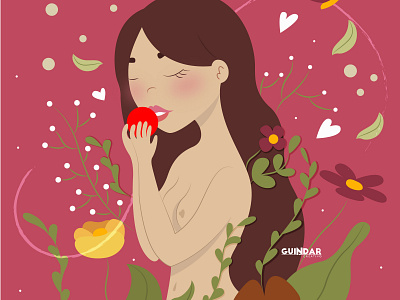 Fruto Prohibido amarillo aplicación bubies cabello design diseño dulce espacio flores hair illustartor ilustración digital mujer tentación violeta woman woman illustration woman portrait