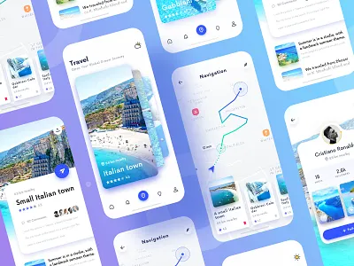 Travel app app ui design card color design dynamic effect icon ios ui ux