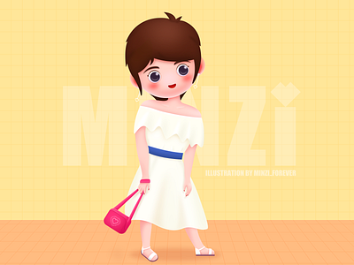 Just as you love cartoon design forever girl illustration minzi smile summer ui