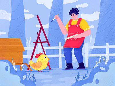 Find Inspiration character chicken exploration garden illustration nature painter people procreate