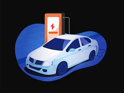 Electric Car car charging design digital electric fuel illustration sustainable vector