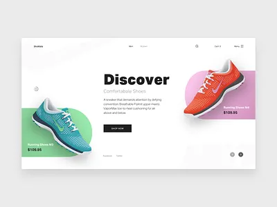 Shomate banner clean design color design ecommerce hero home page landing pages minimal design nike online shop pakistan shoes store template theme typography ui design web design website