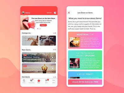 Eve Gem Store Redesign app design eve gem glow mobile period store tracker ui visual