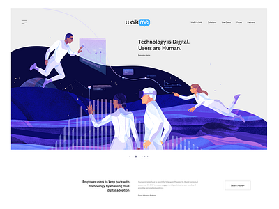 Illustration for the Walkme project (part 1) blue branding character cover design download freebies gradient header hero illustration illustrator light noise space team texture ui ux web