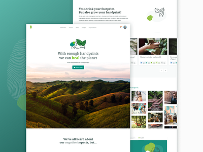 Handprinter | How it works eco eleken footprint handprint healing illustration landing peace positive impact save the planet web