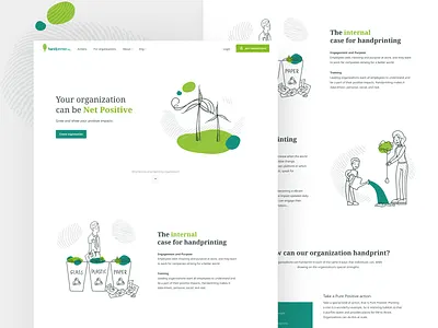 Handprinter app handprint health illustration landing landingpage positive recycling web