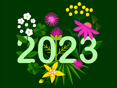 Happy New Year 2023 digital illustration flowers green happy new year illustration natural remedies nature