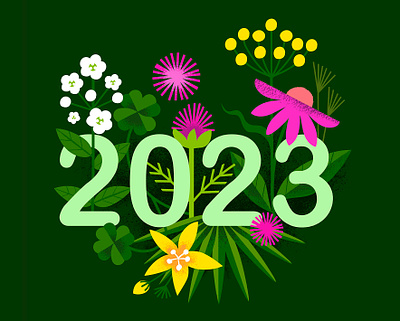 Happy New Year 2023 digital illustration flowers green happy new year illustration natural remedies nature