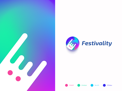 Festivality logo branding bunny color palette colorful logo gradient design gradient logo identity illustration logo logo bunny logodesign music art music logo rabbit logo ui vector