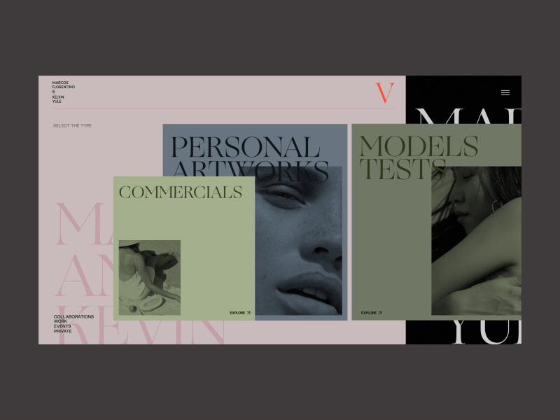 Mar + Vin Photographers Loading Animation concept fashion grid interaction loader photography promo uiux video web website