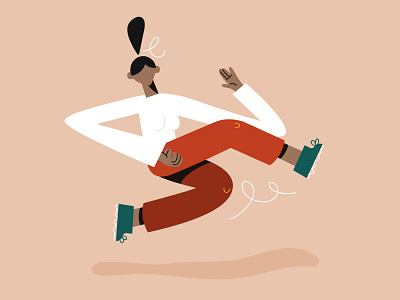 Jumping into conclusions like... character design draw girl illustration jump man pastel person run sport styleframe vector wave woman