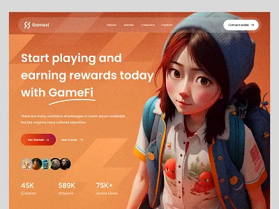 GameFi Web Site Design: Landing Page / Home Page UI 3d 3d arts 3d illustration animation artwork axaydevikar blockchain crypto dao earning game gamefi guild illustration metaverse motion graphics nft game play to earn rewards token