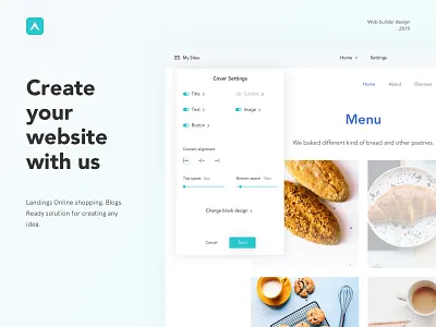 Web builder bakery cookies dashboard design food graphic icon interface logo settings site builder sketch typography ui uiux web web builder website